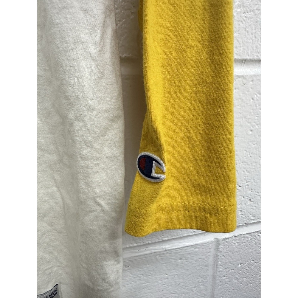 Champion Baseball Tee Yellow White Bleacher Critic Raglan / Men's Medium - Picture 4 of 6
